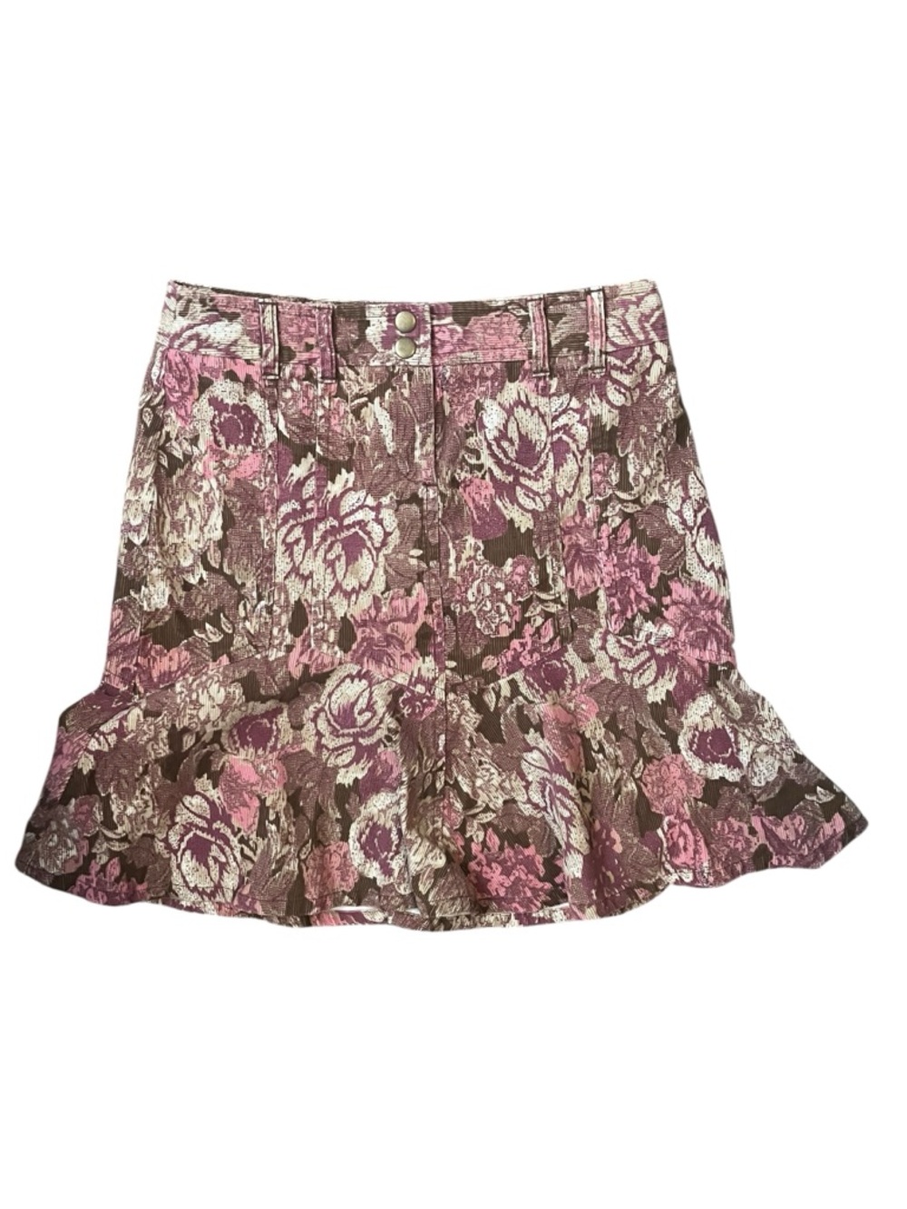 Ann Taylor LOFT Floral Mini Skirt Size 6 Ruffle Hem Boho Feminine - Picture 2 of 8